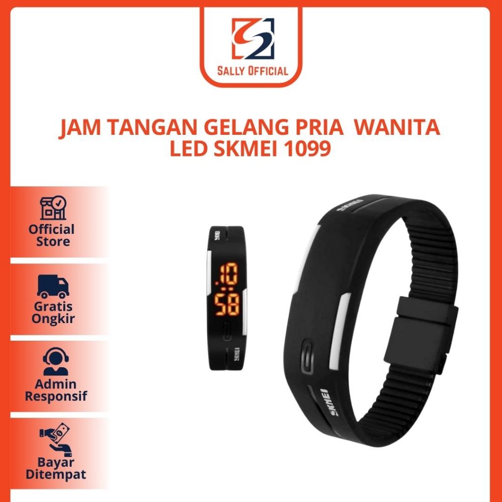 Jam Tangan Gelang Pria / Wanita Gelang  LED 1099 Original Water Resistant