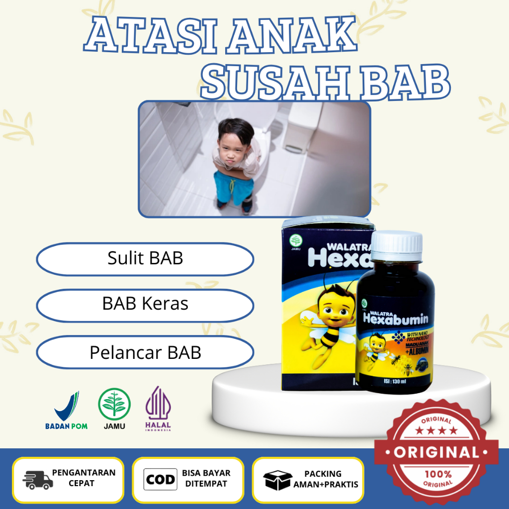 Obat Pelancar BAB Untuk anak, BAB Anak Susah Keluar, Perut Anak Terasa Penuh/Kencang-Hexabumin