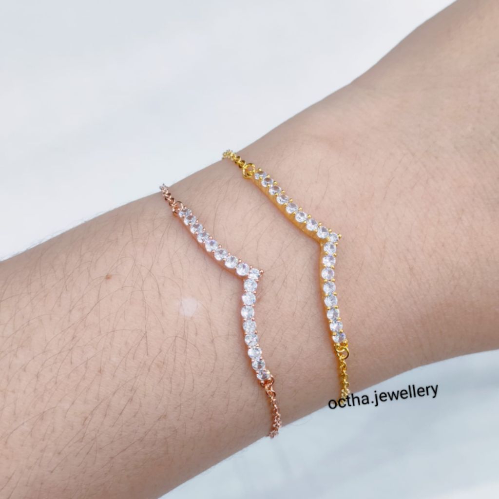 Gelang Perak 925 Asli Lapis Emas Model Gelang Serut Fuji