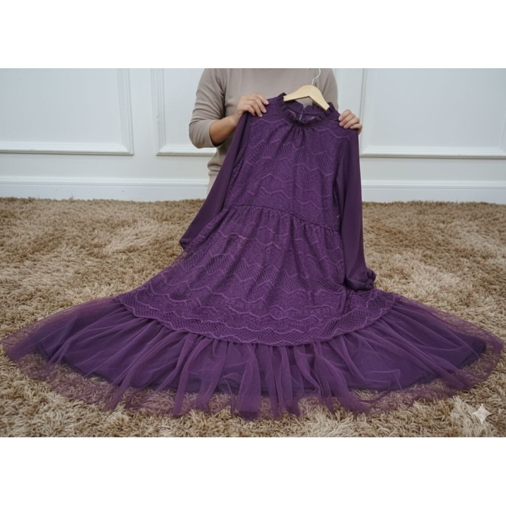 Gamis One Set Kondangan Plus Brukat Kain Marbela Premium