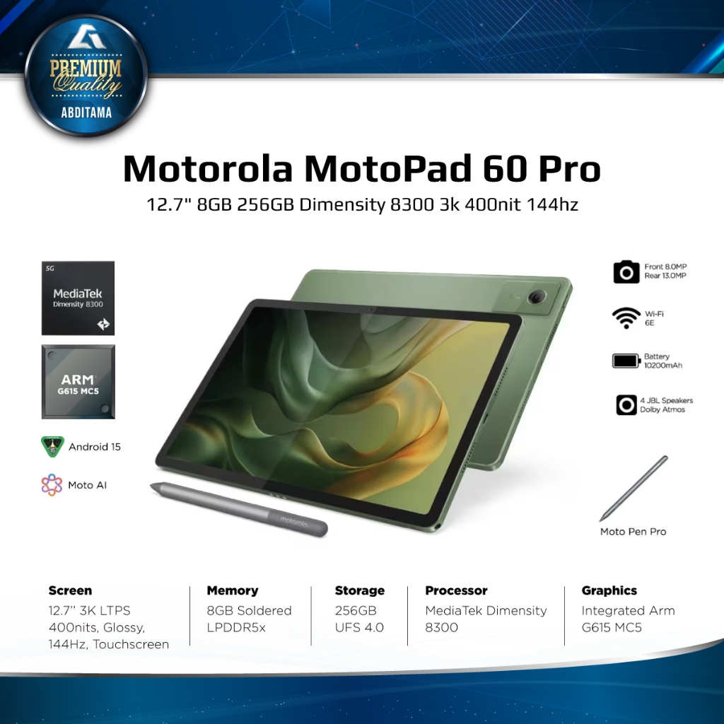 Tablet Pad Lenovo Motorola Moto Pad MotoPad 60 Pro 8GB 256GB Dimensity 8300 12.7 inch 3k 400nit 144h