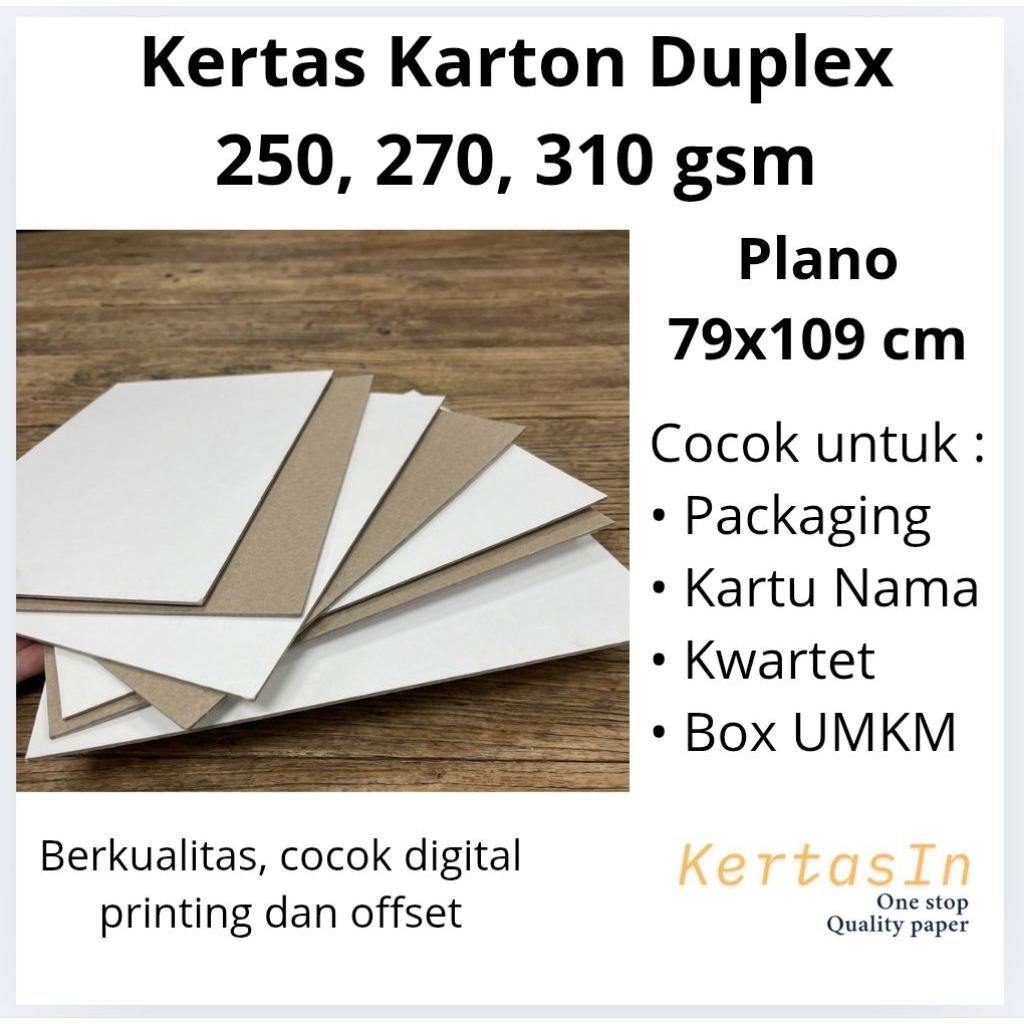 Kertas Karton Duplex Tebal Ukuran 79 x 109 cm Plano |  250 320 350 gsm | Cocok untuk Packaging Kalen