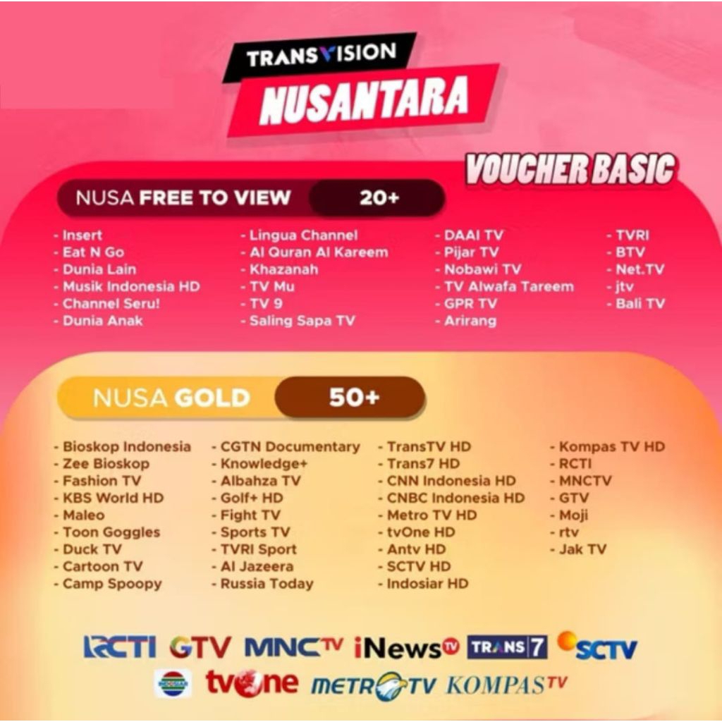 Voucher Paket Isi Ulang Nusa Gold 180 Hari Minipack Tanaka Nusantara HD Transvision