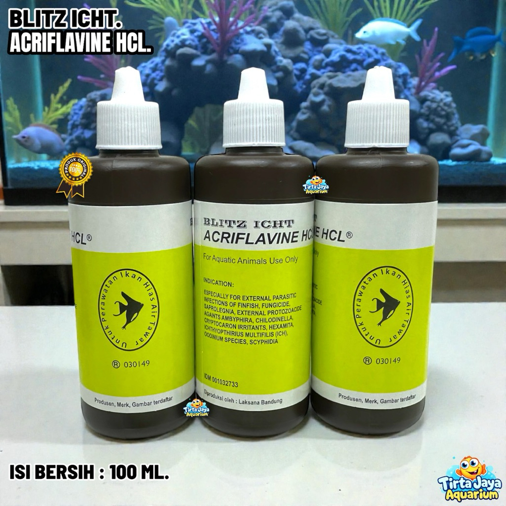 Acriflavine HCL BLITZ-ICHT 100ml Obat Anti Jamur Parasit Ikan HCL 100 cc Aquarium Original PREMIUM
