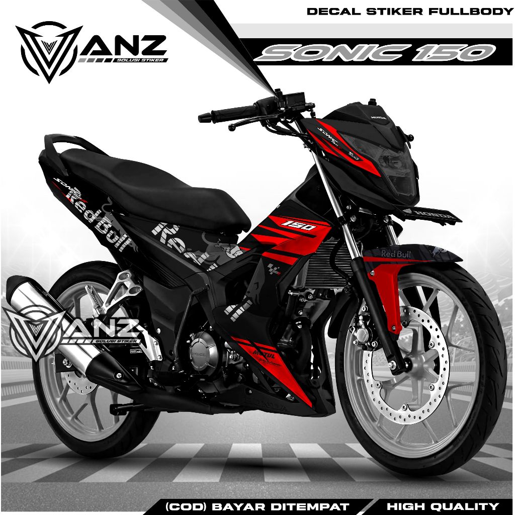 Bisa Bayar Di Tempat Decal Stiker motor Sonic 150 yamaha fullbody Motif racing Redbull Terbaru