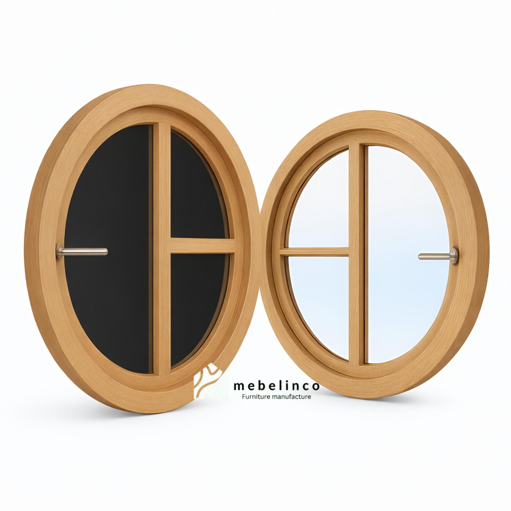 Jendela Kusen Bulat Putar Kayu - Jendela Kayu Minimalis - Kusen Jendela Kayu Jati - Jendela Rumah JB