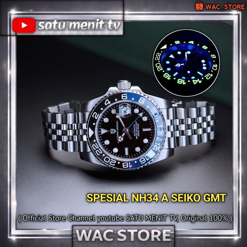 PAGANI DESIGN GMT NH34 SAFIR + AR JUBILLE (BEDA DENGAN HARGA 1 JUTAAN)