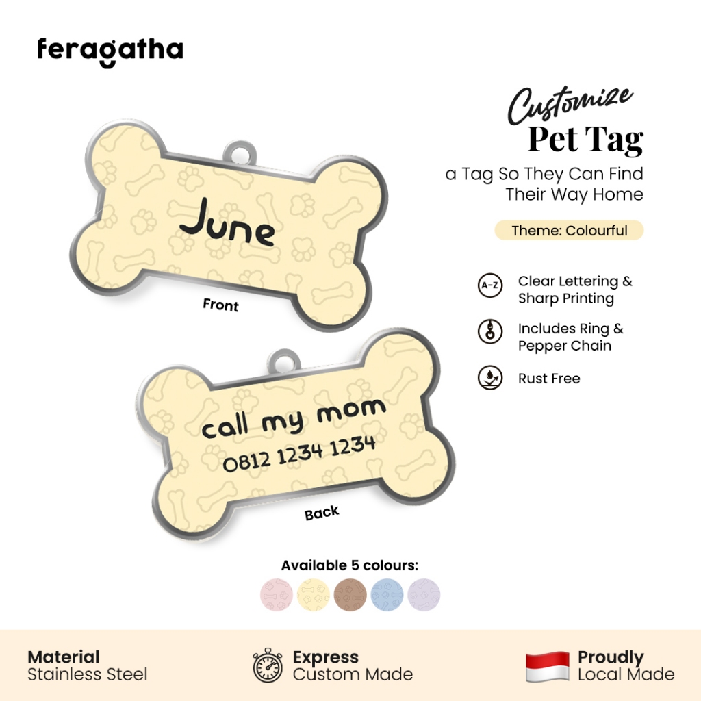 Feragatha Custom Dog Tag Pet Tag Name Tag Liontin Nama Untuk Anjing Kalung Anjing Liontin Anjing