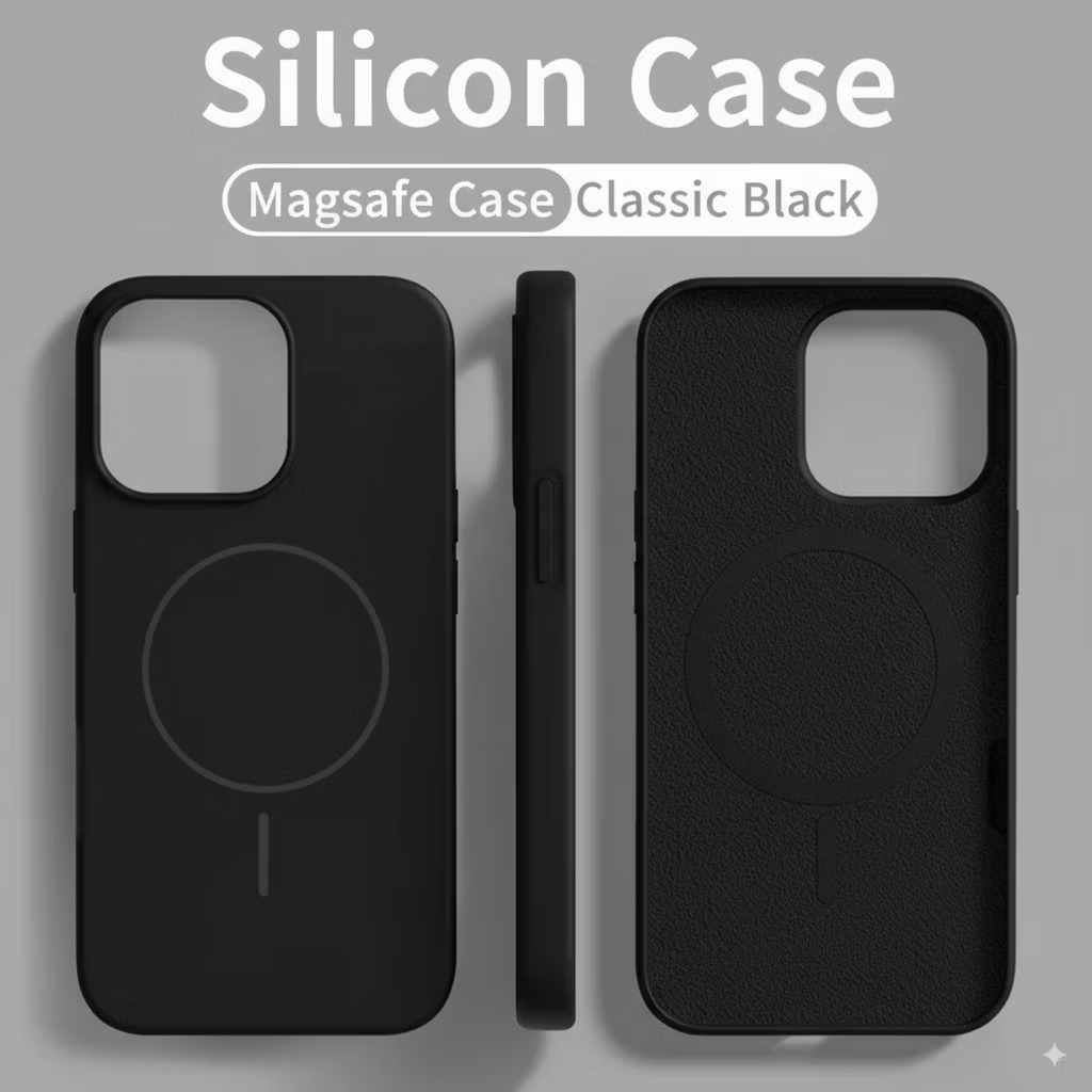 MAGSAFE Premium Silicon Anti Noda Full Cover Case iPhone 17 Pro BLACK