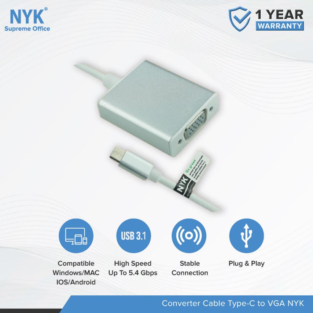 Kabel Converter Type-C to VGA NYK – Adapter USB-C ke VGA