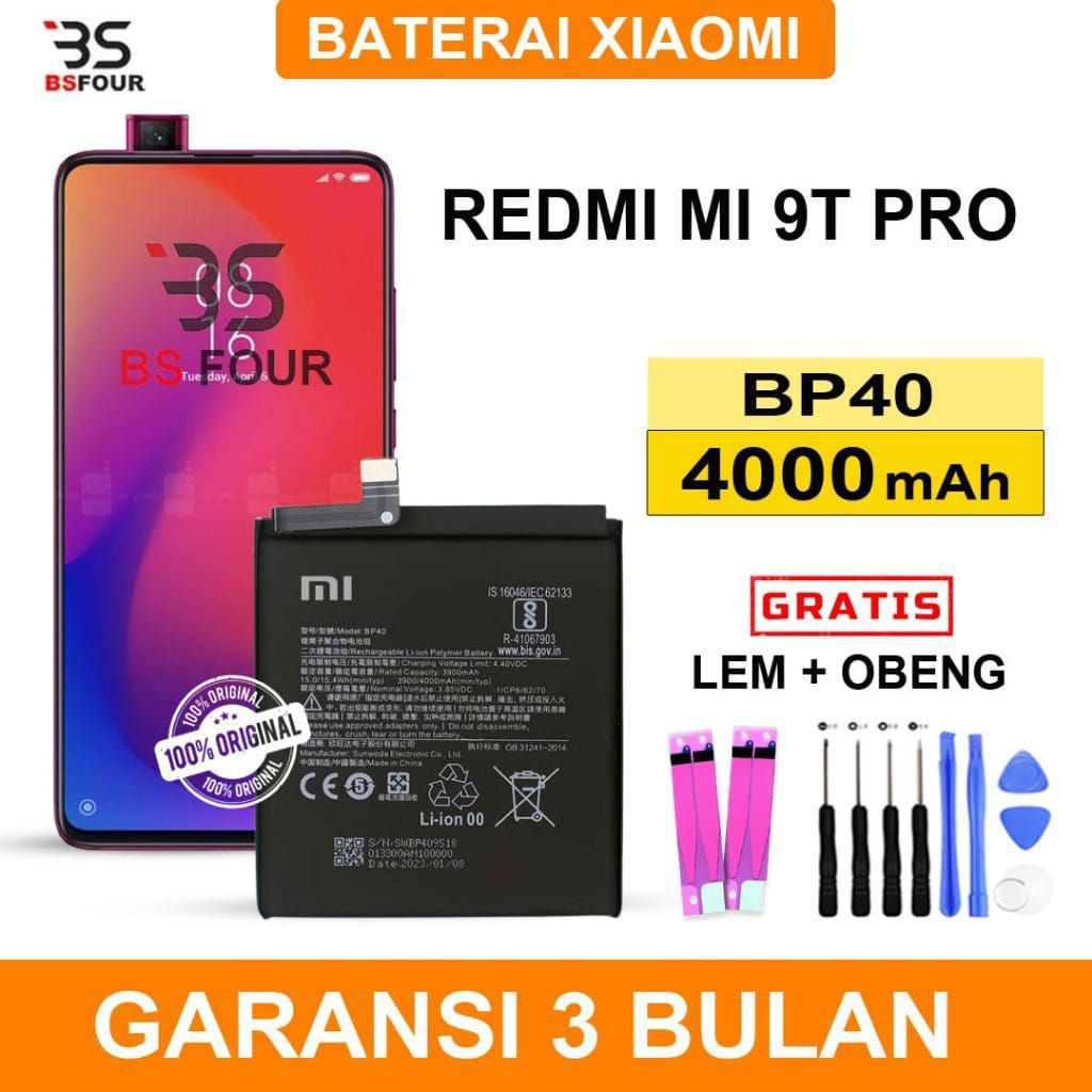 BATRE BATERAI BN40 HP XIAOMI REDMI 9T PRO ORIGINAL GERATIS OBENG 8IN DAN LEM BATRE
