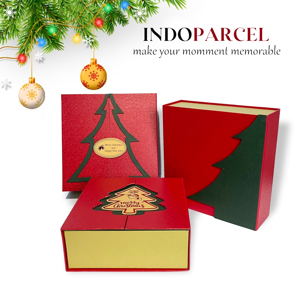 INDOPARCEL - Xmas Tree Box Hard Box Premium Edisi Natal Gift Box Merry Chrismas And Happy New Yers B