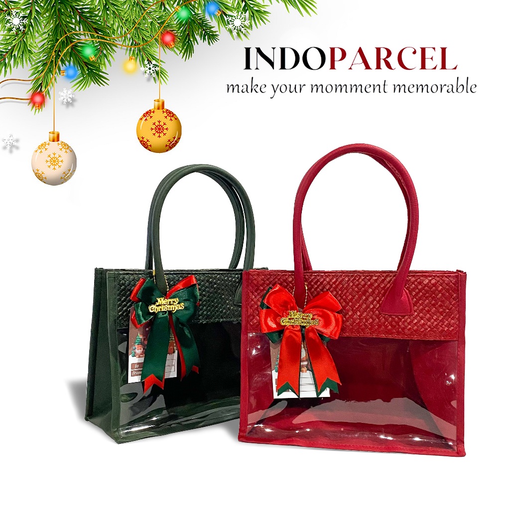INDOPARCEL - Tas Hampers Natal Anyaman Pandan Tas Bingkisan Gift Bag Tas Kado Tas Hampers Viral Mode