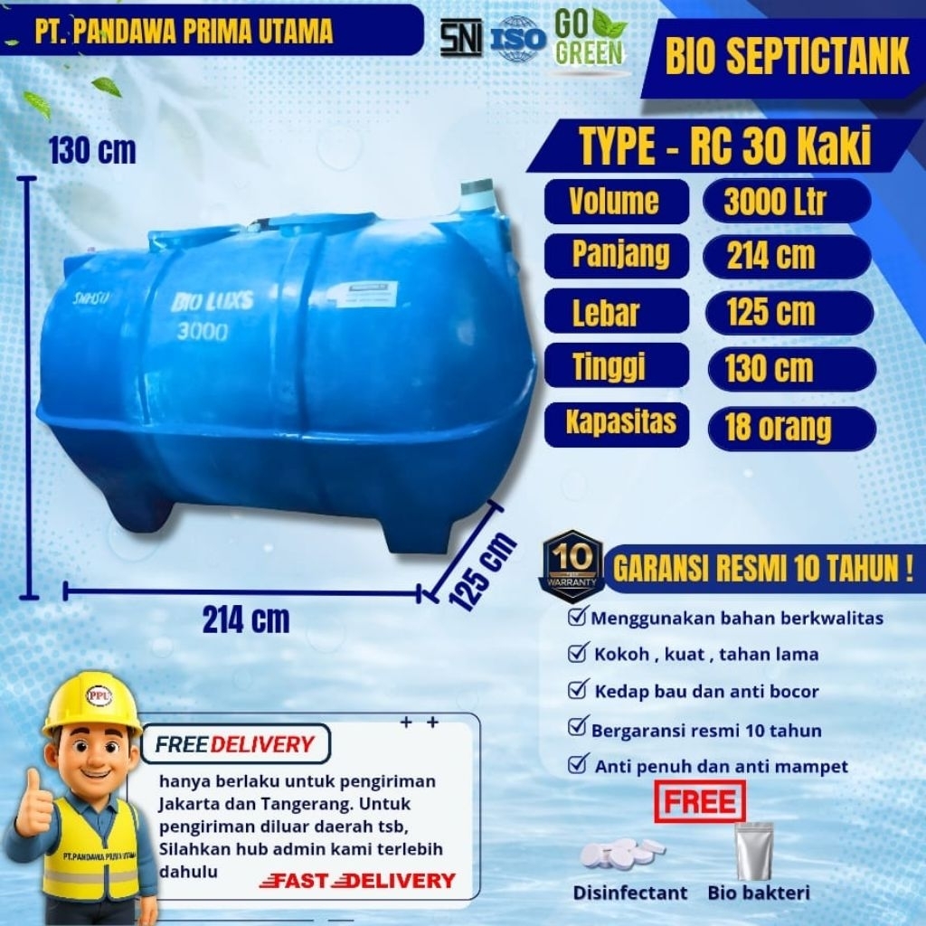 Septictank bio 3000 Liter , Bio luxs, biotech, biofil Type RC 3000 Liter Kaki