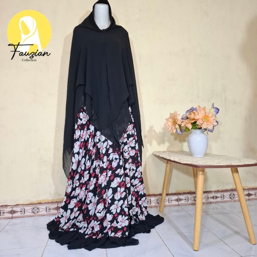 Gamis Set Khimar Ceruti Printing  Mix Jersey/ Premium Syar'i Mariyamah