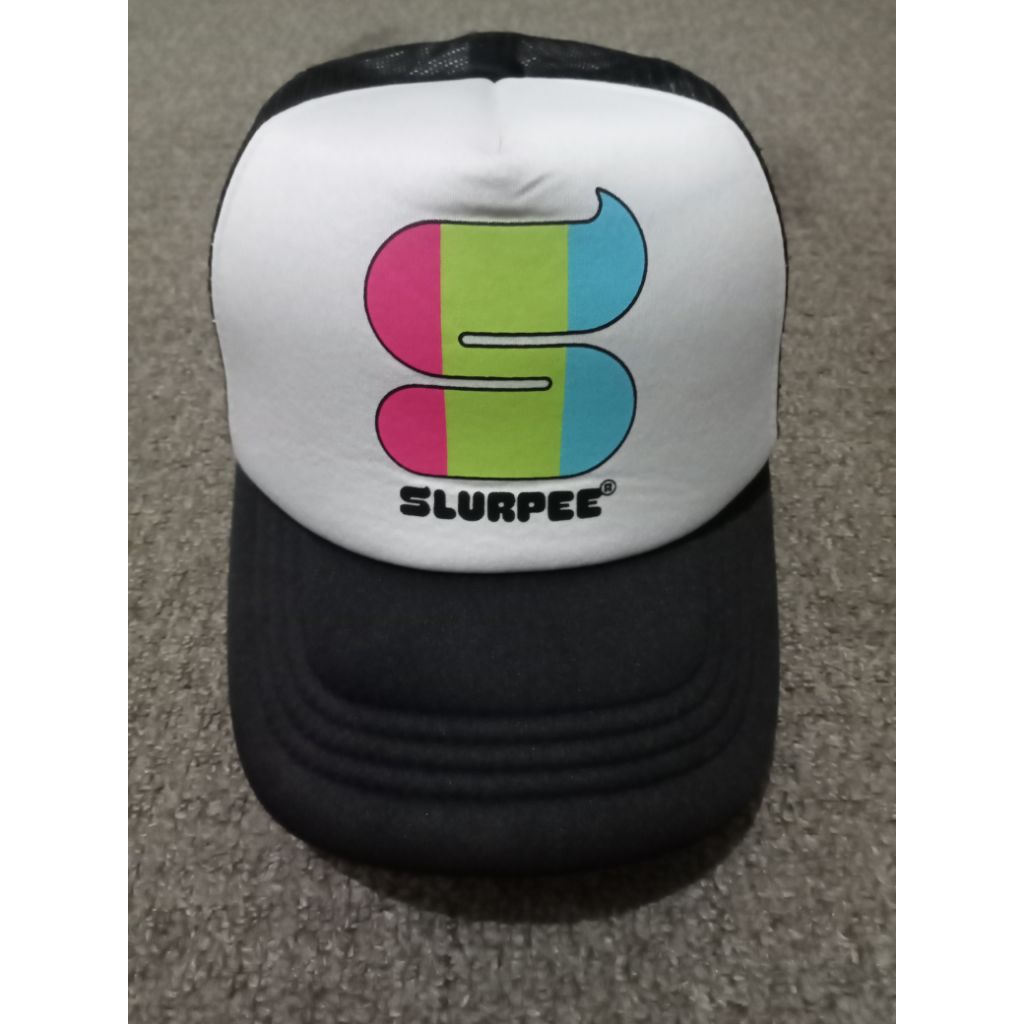 Old School SLURPEE Trucker HAT Snap Back Mesh 7-11 Speedway BLACK