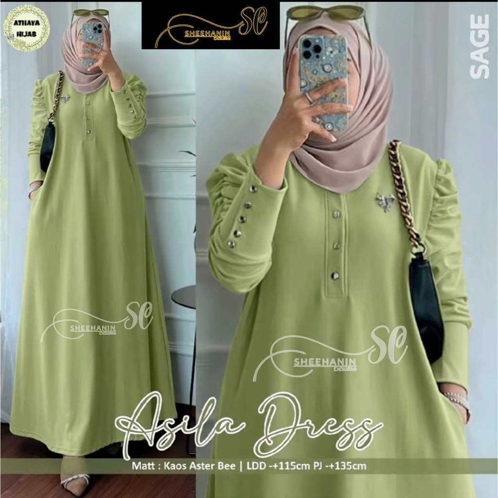 HSF - Askia Gamis Knit Rib Osaka / Gamis Lebaran Terbaru / Gamis Kancing Kekinian
