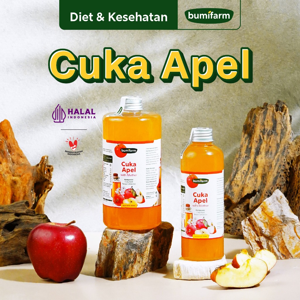 CUKA APEL ORIGINAL ORGANIK WITH MOTHER BUMIFARM / APPLE CIDER VINEGAR / CUKA SARI APEL ORIGINAL UNTU