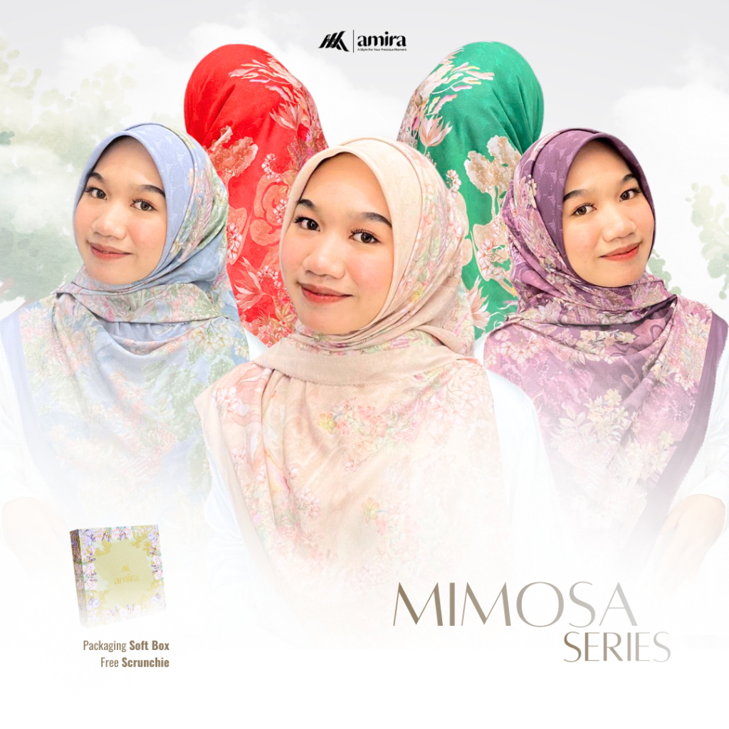 Amira - MIMOSA Voal Printing Motif Hijab Segiempat Lasercut Premium Square Syar'i Free Box