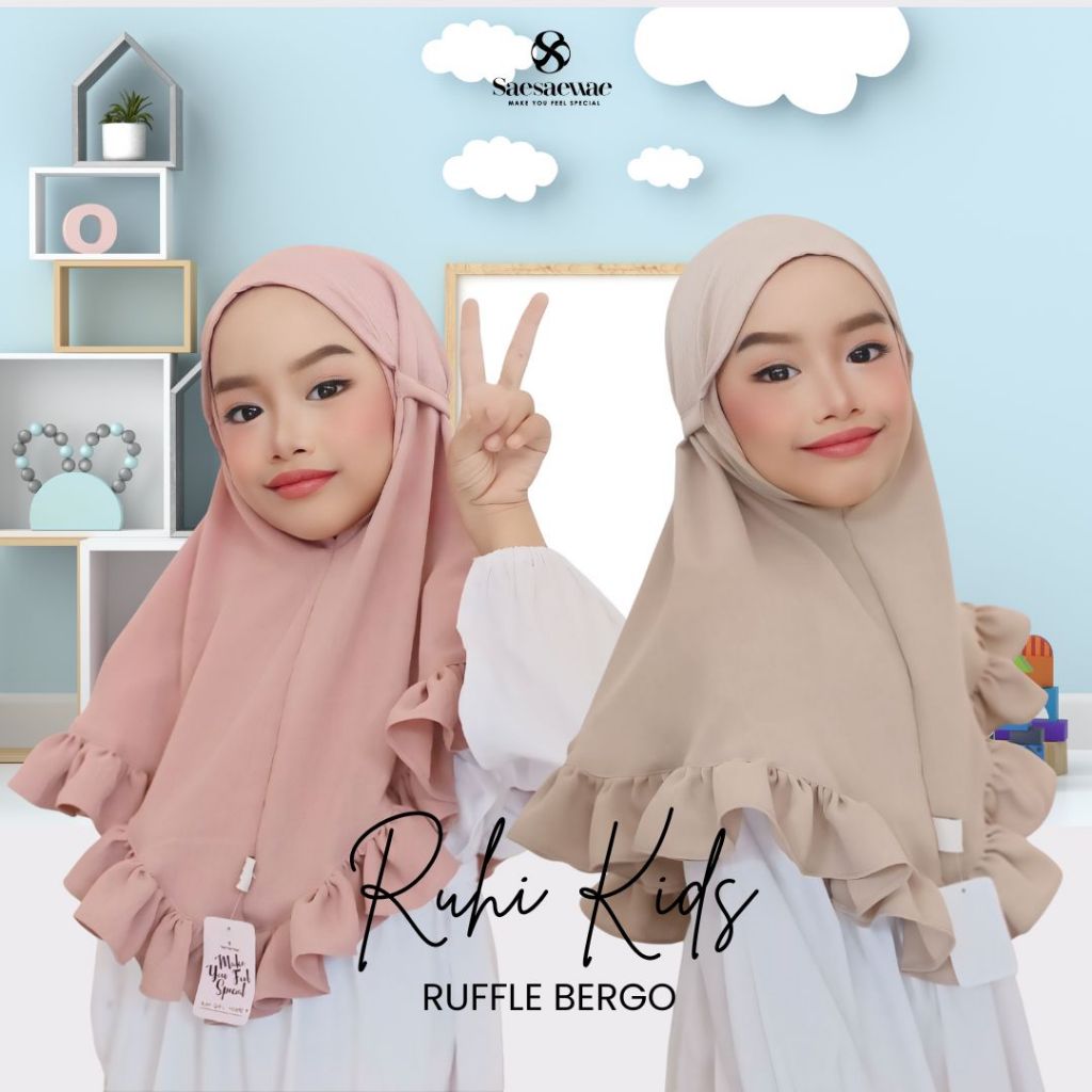 SAESAEWAE-Ruhi Kids Bergo Anak Bergo Crinkle Bergo Rempel Crinkle CEY Airflow Bergo Non Pet Jilbab R