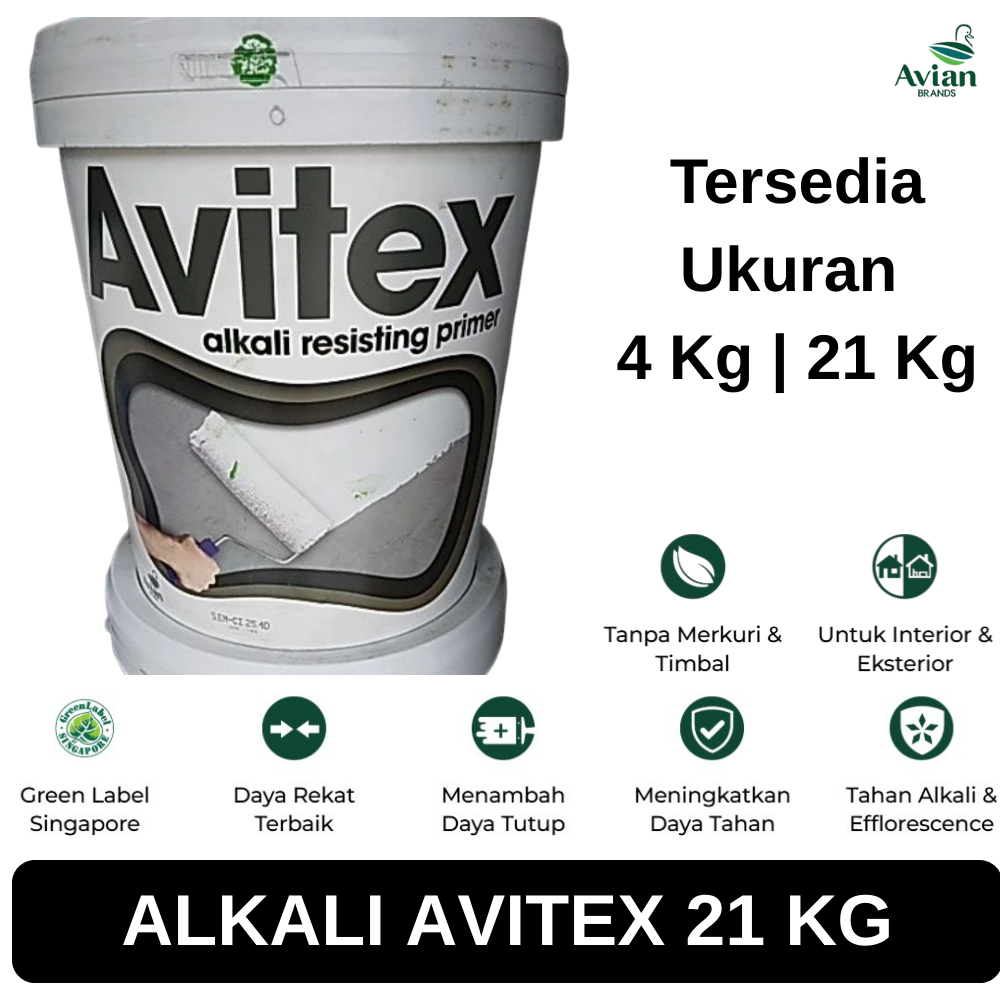 ALKALI AVITEX 21KG | Cat Dasar Tembok Avitex Alkali Resisting Primer 21kg - Tahan Alkali, Eflorescen