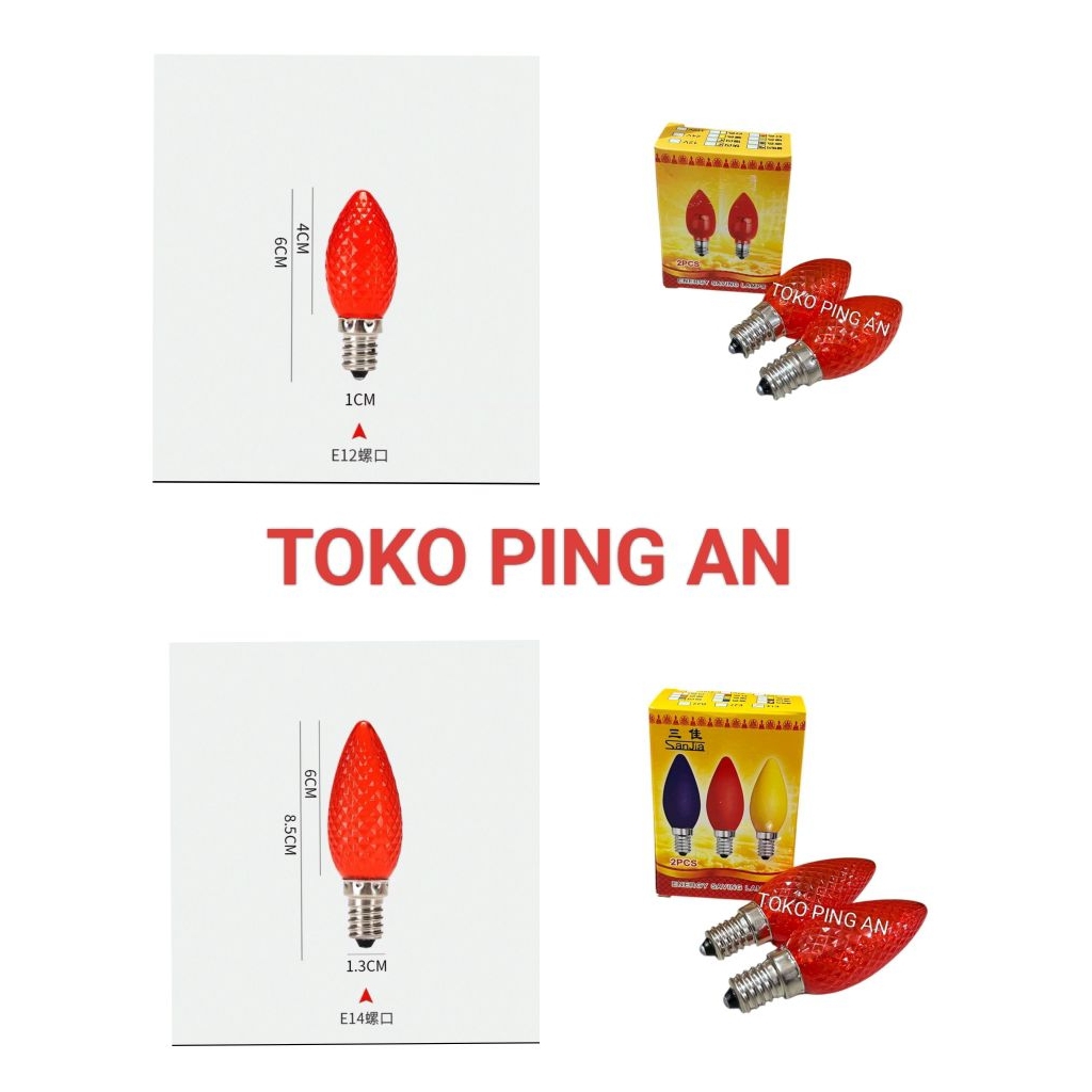 BOHLAM LAMPU LED E12 DAN E14 LAMPU SEMBAHYANG 1 WATT CABE MERAH