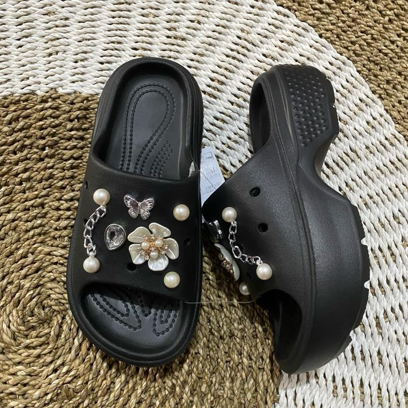 sendal selop wanita hak tinggi baha karet