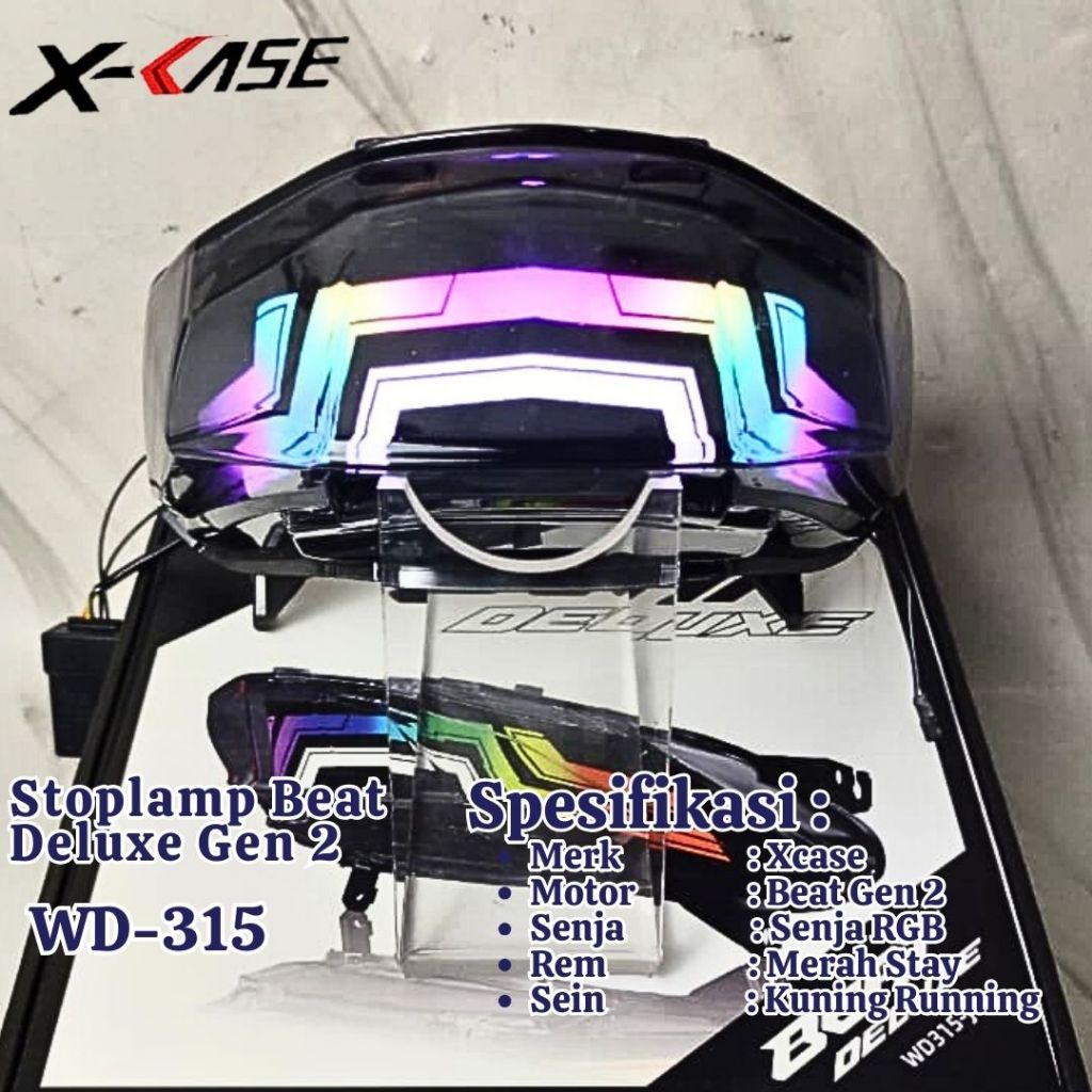 Stoplamp Beat Gen 2 Lazy Lumatail RGB 200+Mode Lampu Stop Leji Xcase