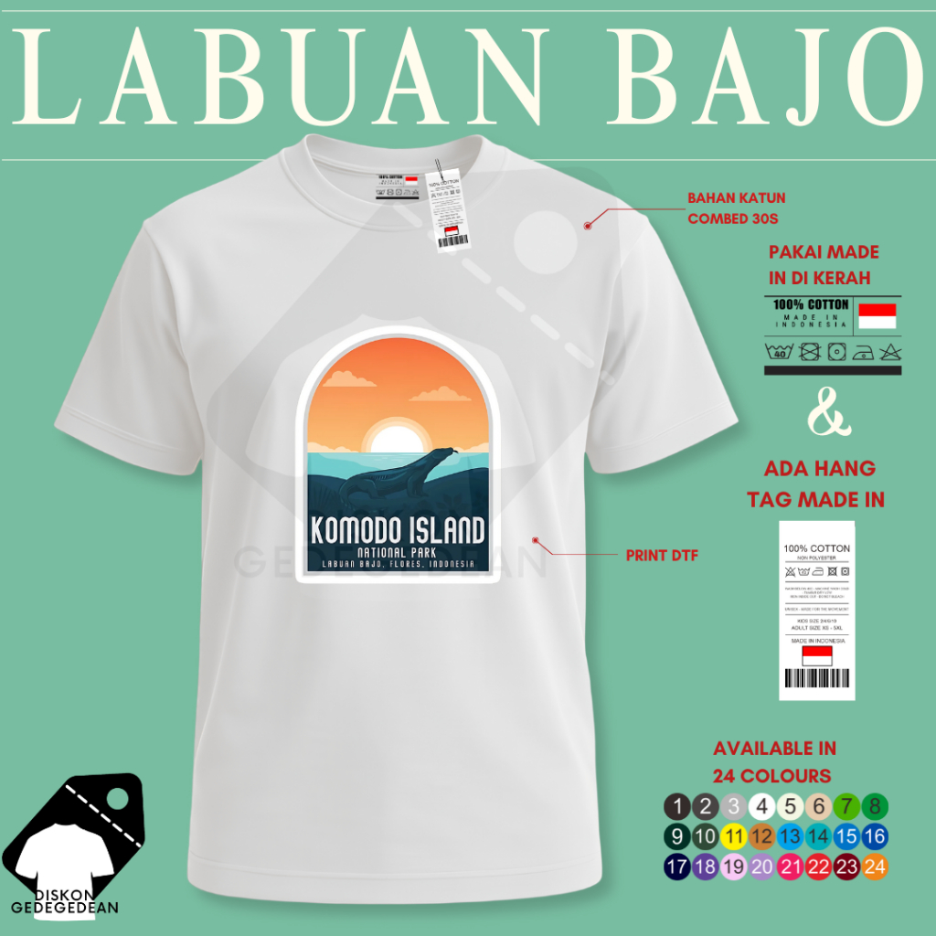 Diskongedegedean Kaos Souvenir Labuan Bajo Baju Tshirt Oleh Oleh Kota Indonesia Labuan Bajo Dewasa A