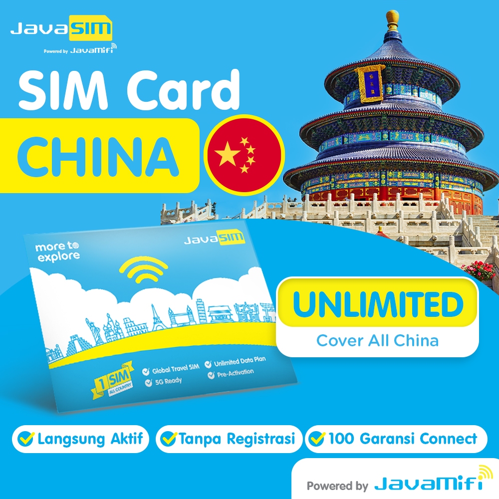 JavaMifi SIM Card CHINA TRUE Unlimited Quota 30 HARI