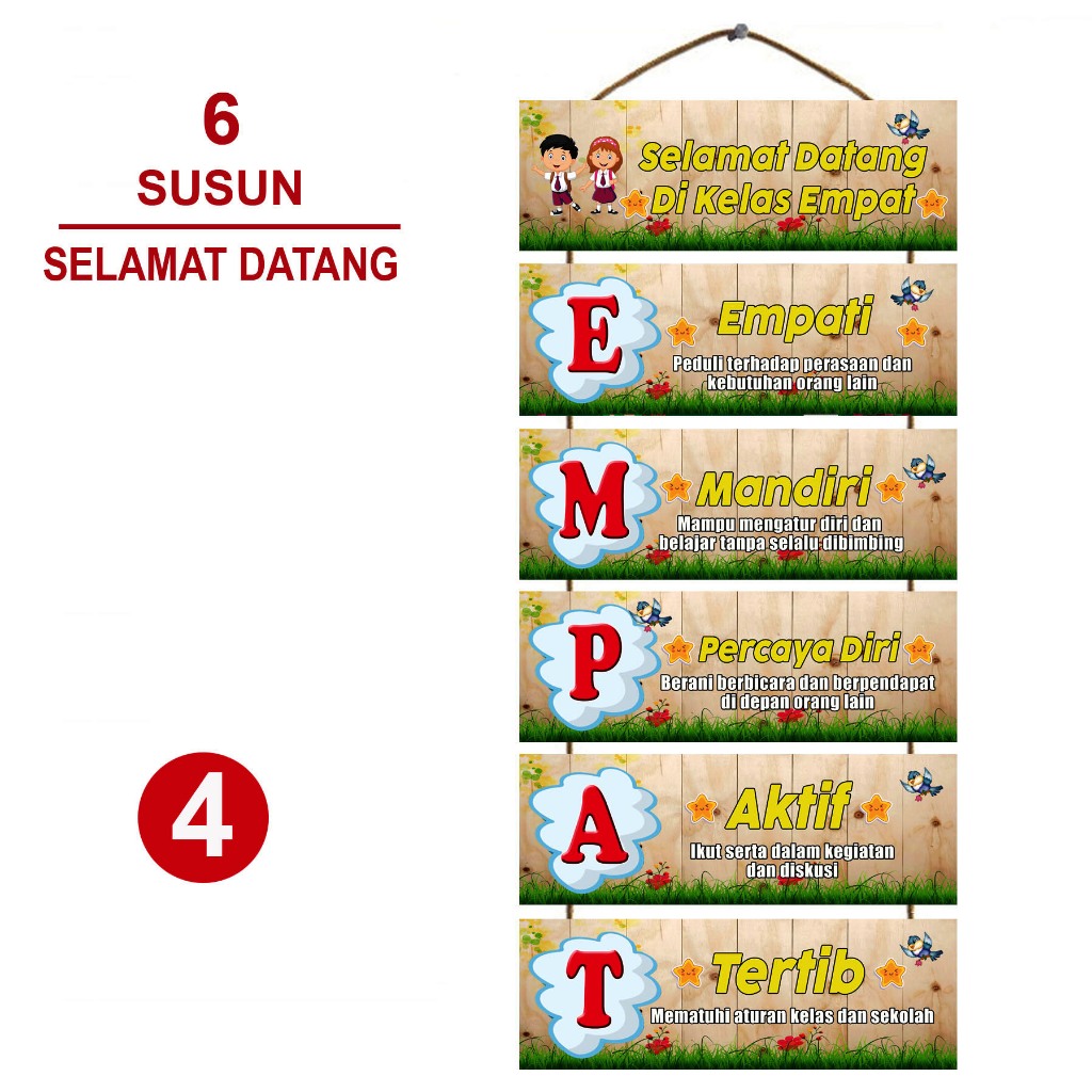 Dekorasi Pintu Kelas Selamat Datang Di Kelas Empat - Hiasan Gantung Pintu Kelas -  Hiasan Dinding Ke