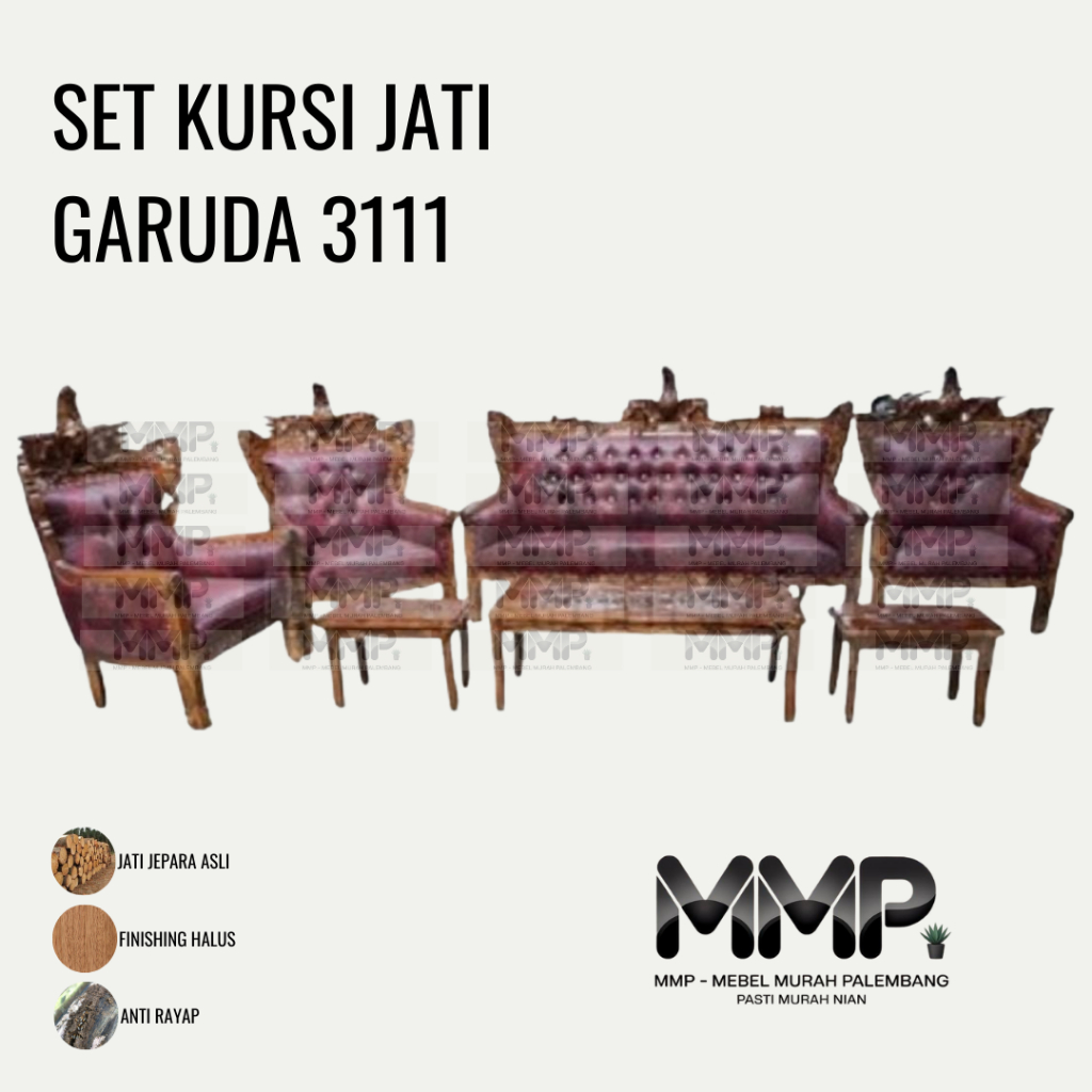 Set Kursi Tamu Jati Garuda 3111 | Kursi Sofa Tamu Mewah Jati Asli Jepara Murah Palembang