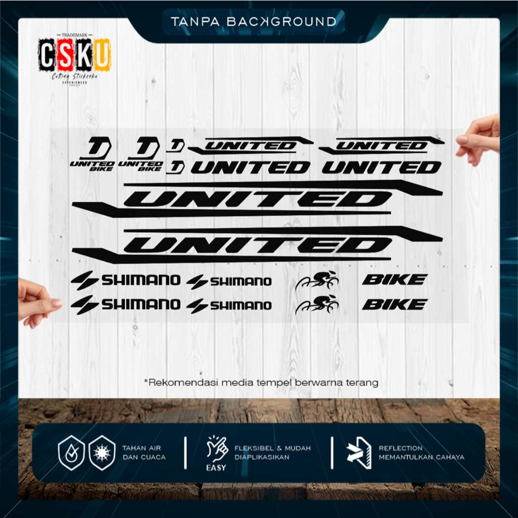 Cutting Stiker United Set Dewasa Variasi Sepeda Sticker Frame Aksesoris Body Style Lipat Keren Decal