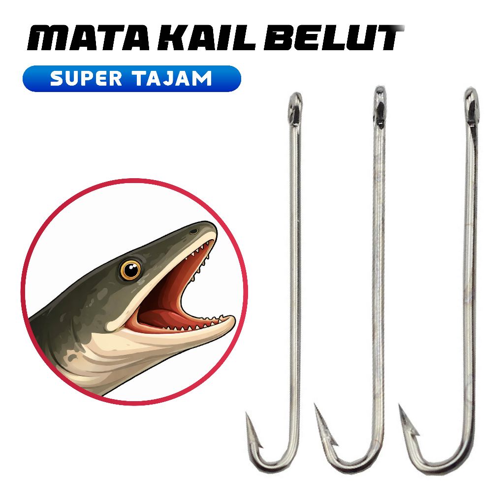 Mata Kail Urek Belut Tajam Kail Pancing Panjang untuk Casting Lure Jig Alat Pancing Memancing Murah