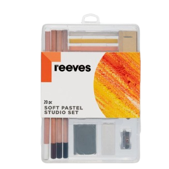 Reeves Soft Pastel Studio Gift Set – Pastel Sticks & Pastel Pencils with Sandpaper, Eraser & Sharpen