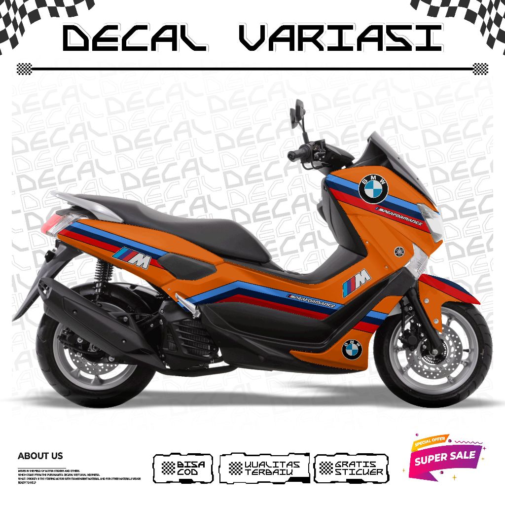 STICKER DECAL VARIASI SATU SET FULL BODY KEREN TERBARU BMW MOTOR NMAX OLD