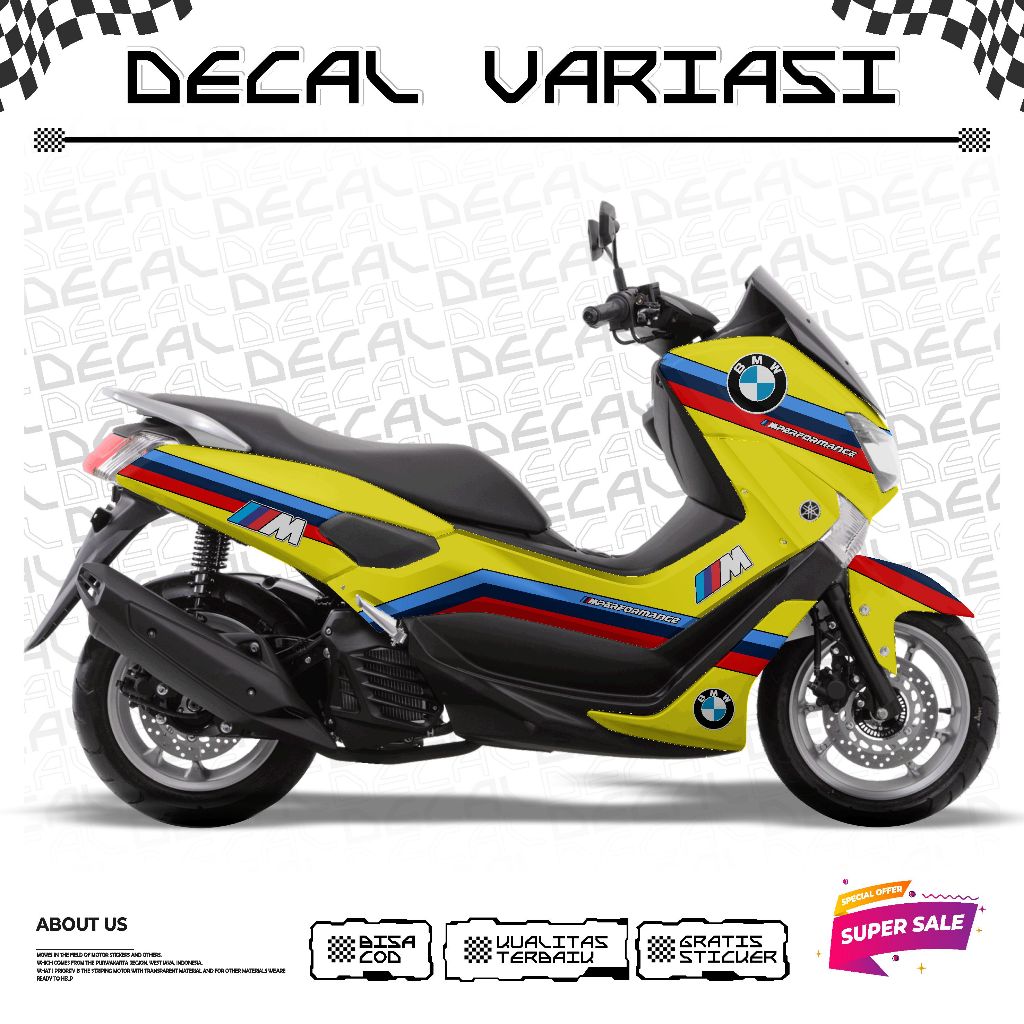 STICKER DECAL KEREN SIMPLE NMAX OLD MOTIF RACING BMW MOTIF TERBARU TERLARIS AWET