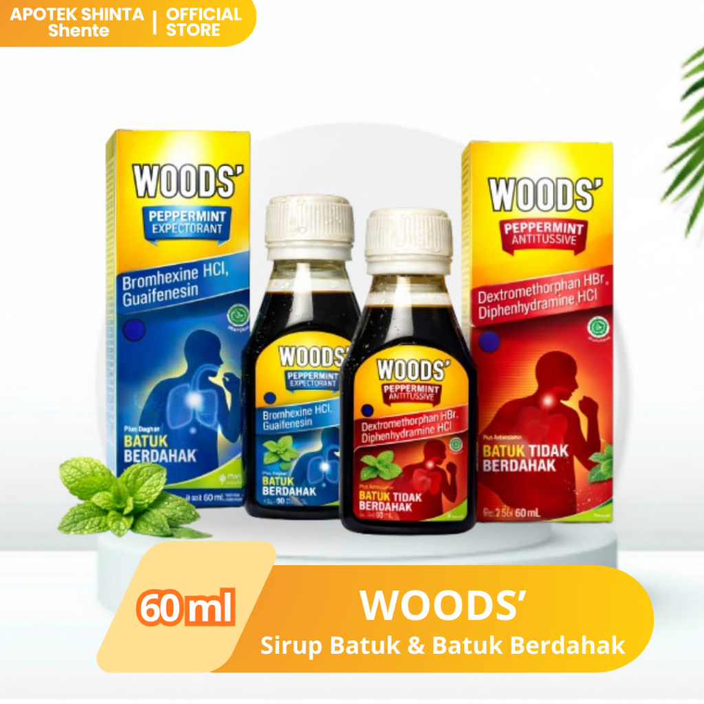 Woods Expectorant 60 Ml - Obat Batuk Berdahak | Woods Antitussive 60 Ml - Obat Batuk Tidak Berdahak