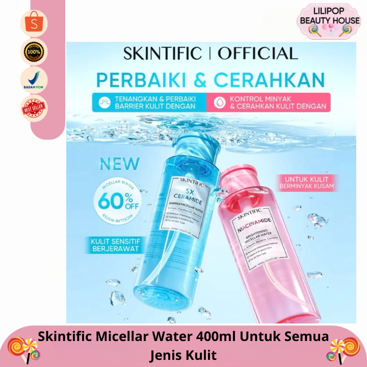 Skintific Micellar Water 400ml - Untuk Semua Jenis Kulit