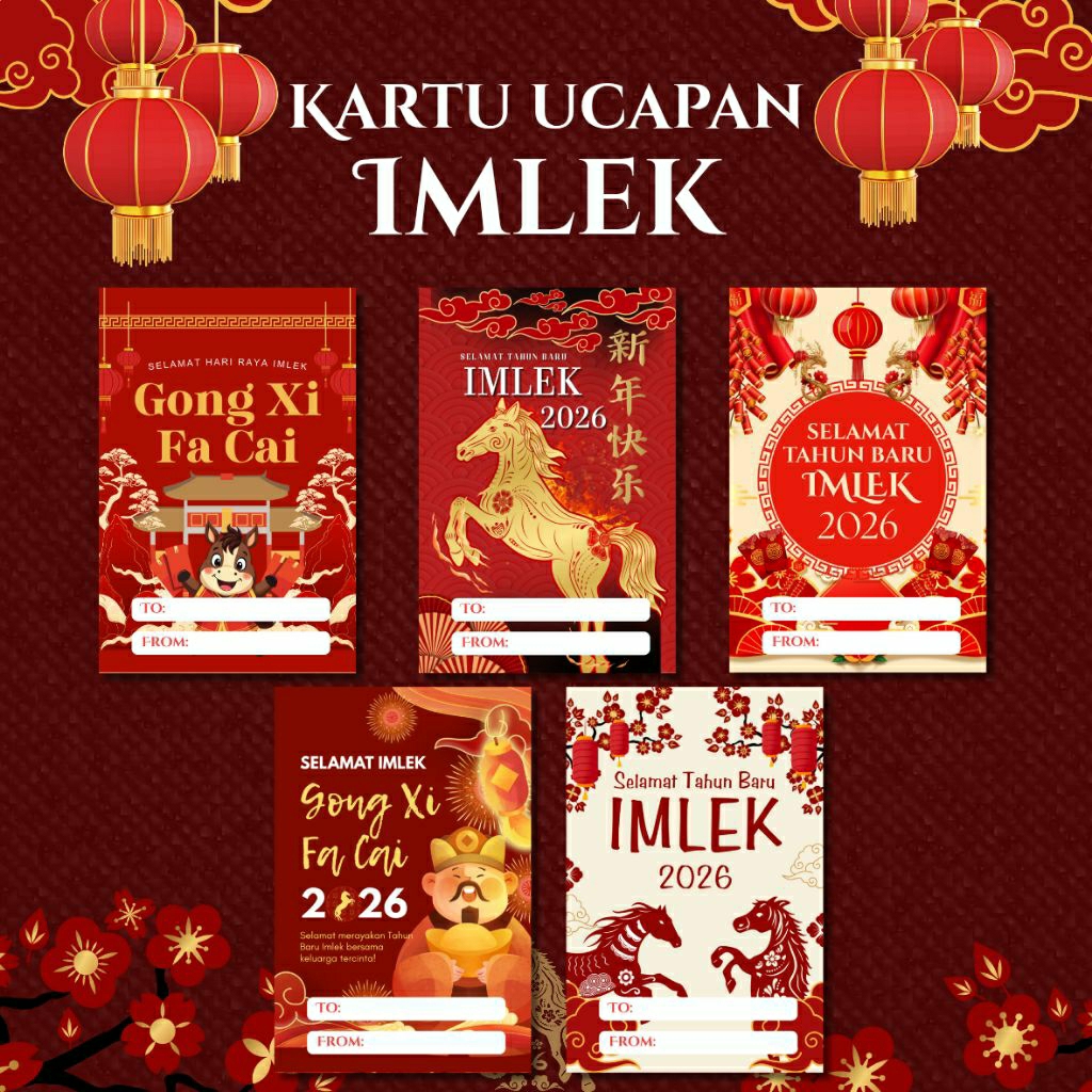 25 pcs Kartu Ucapan Imlek/Hang Tag Imlek/Kartu Ucapan Selamat Tahun Baru Imlek/Kartu Ucapan Hampers 