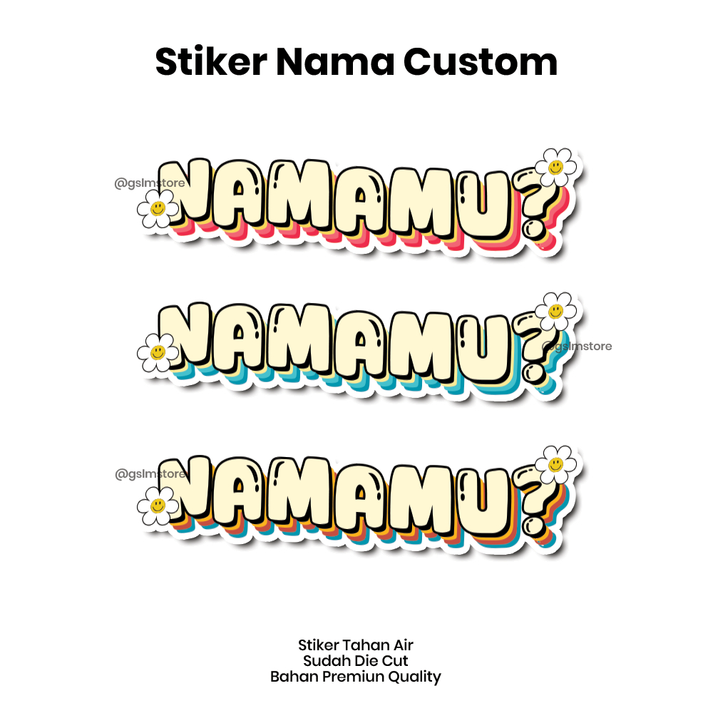 Stiker Nama Custom Gaya Retro Stiker Vynil Custom Nama