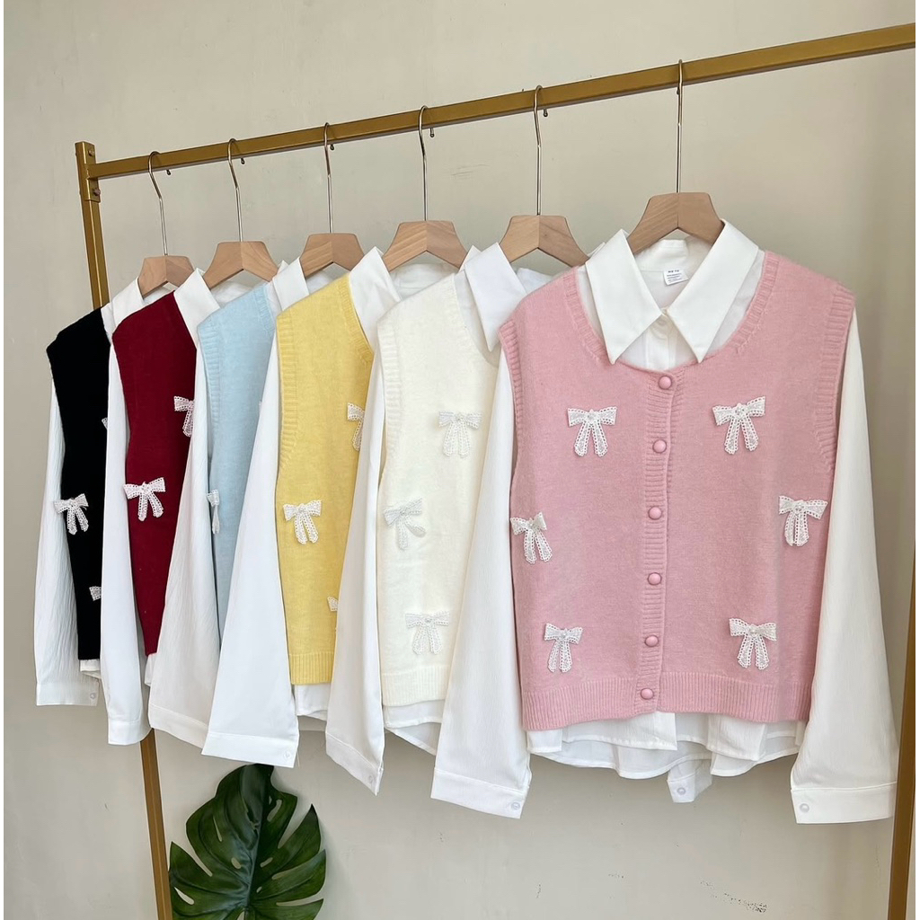 One Set Kemeja Vest knit Korea model pita