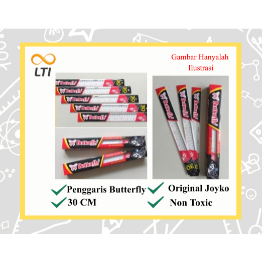 [ PCS ] Penggaris Mika Butterfly 30cm Penggaris Panjang Penggaris Mika Kupu Kupu - HEMAT