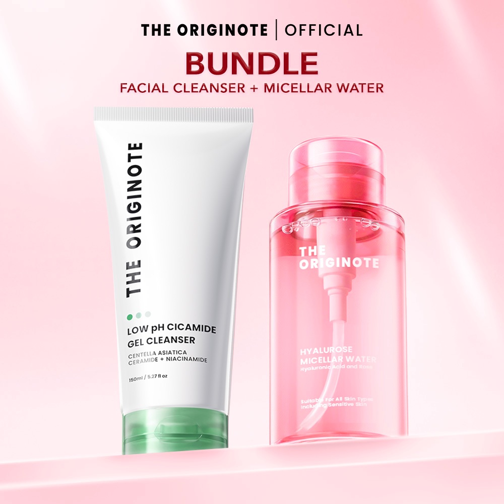 The Originote Bundle Low pH Cicamide Facial Cleanser + Hyalurose Micellar Water