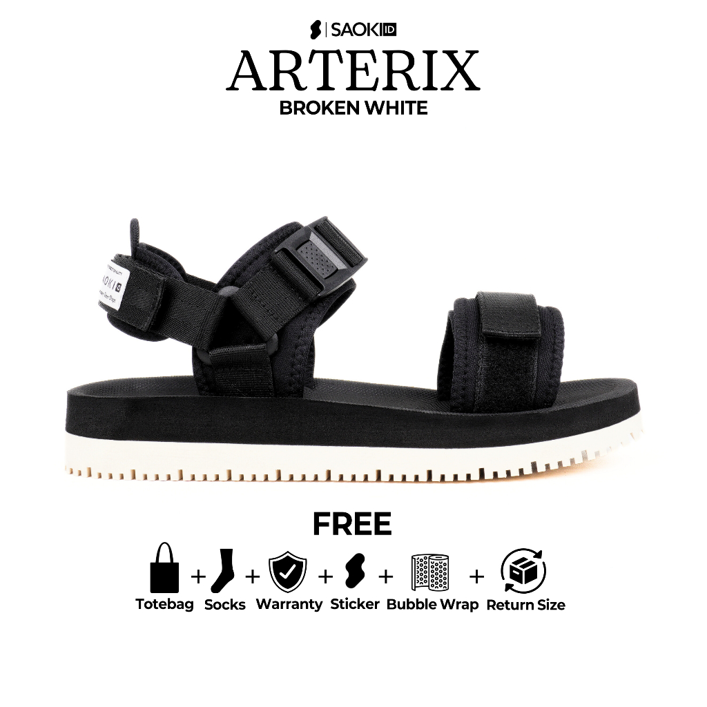 SAOKI - Sandals Traveling Pria Slop Sendal Slip On Wanita Hiking Arterix Broken White