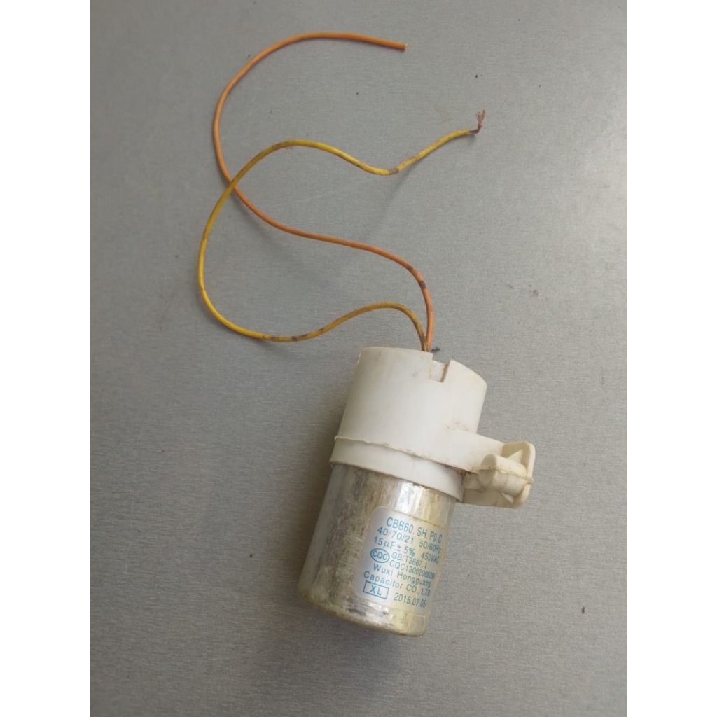 KAPASITOR CBB60.SH.PO.C 40/70/21 50/60Hz 15uF 5% 450VAC MESIN CUCI ELEKTROLUX TOP LOADING POWER BOOS