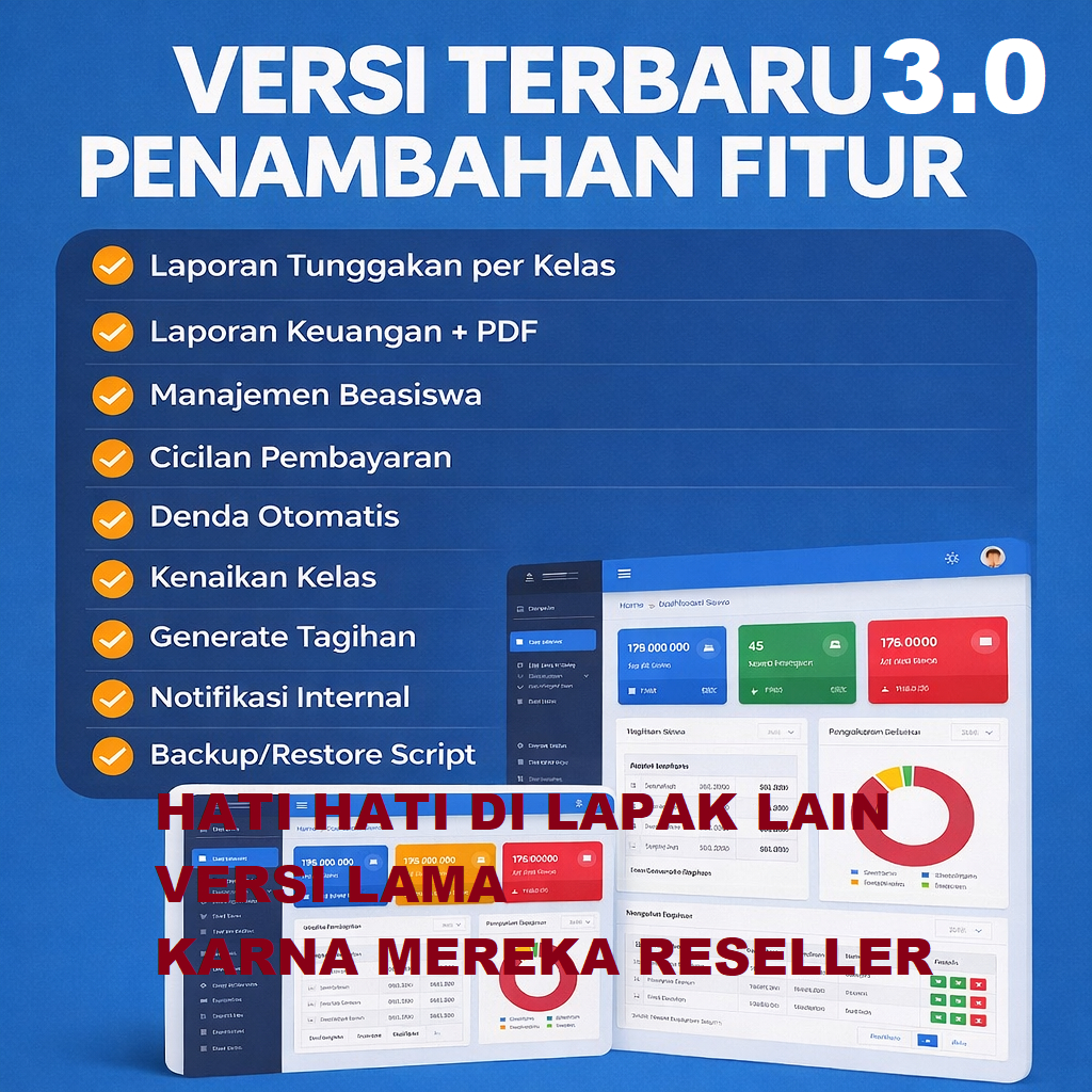 Software Aplikasi Pembayaran Spp sekolah berbasis web Terbaru