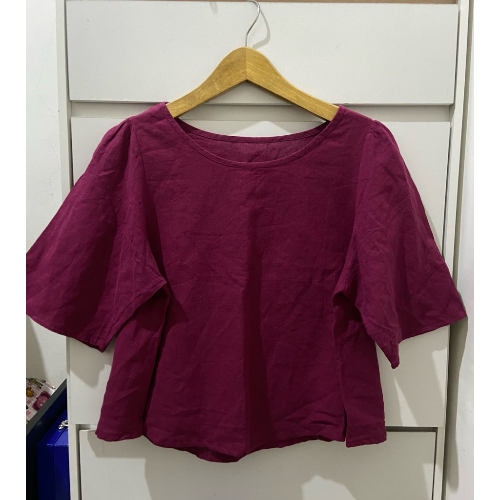 baju atasan blouse linen wanita