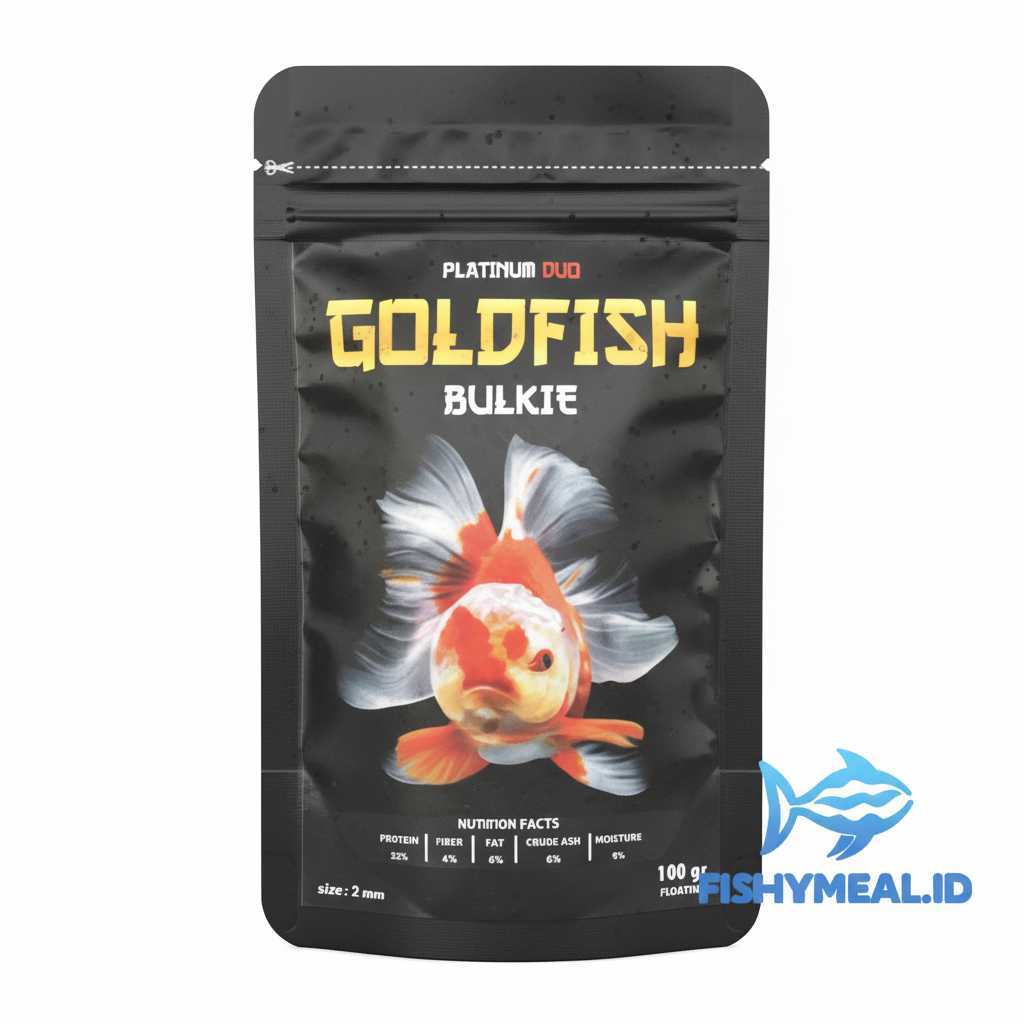 Pakan Ikan Goldfish Bulkie 100gr - Pelet Penggemuk Ikan Mas Koki Body Bulky Cepat Besar - FishyMeal.