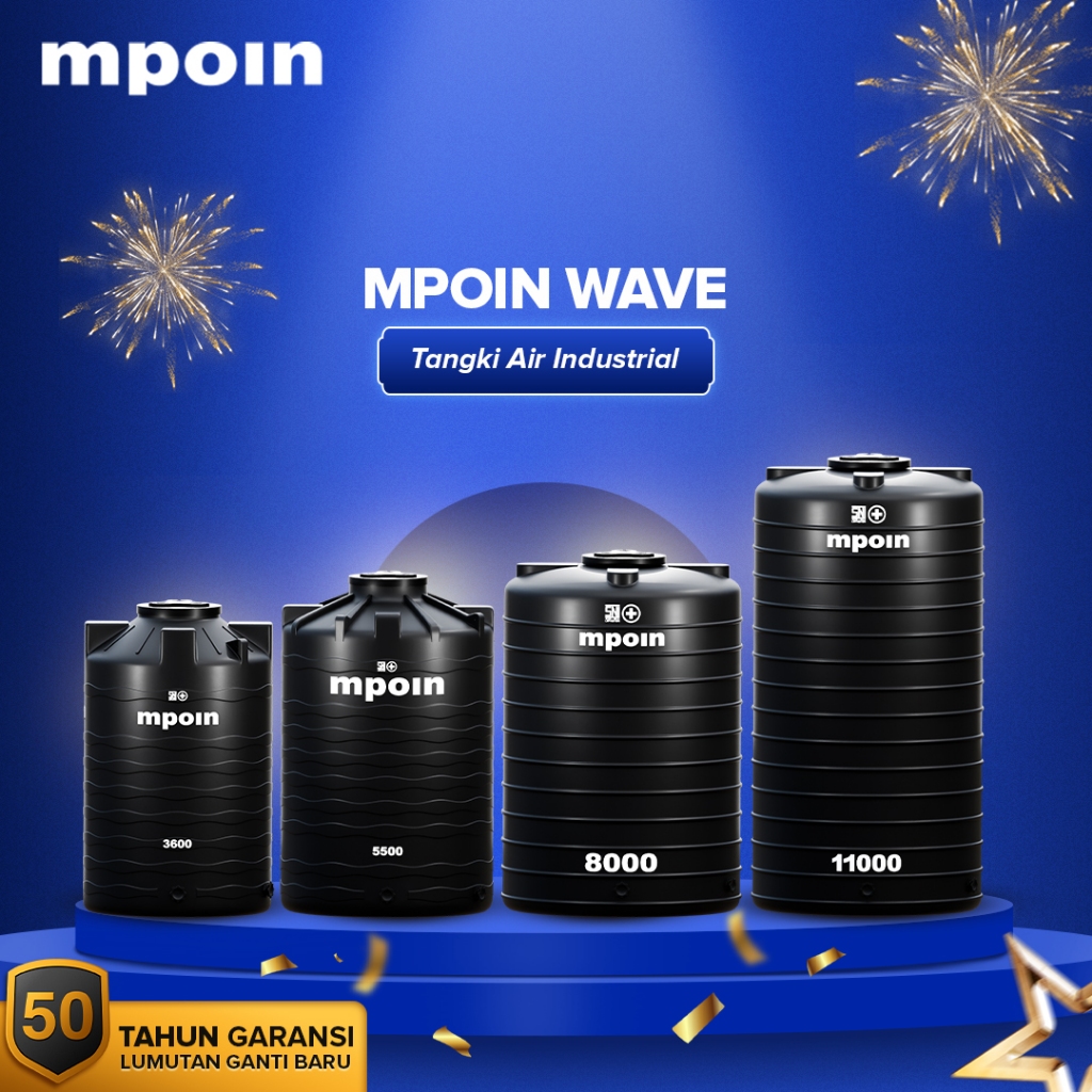 Tangki Tandon Toren Air MPOIN Ukuran Industri 3600 5300 8000 10000 Liter Anti Lumut Garansi 50th